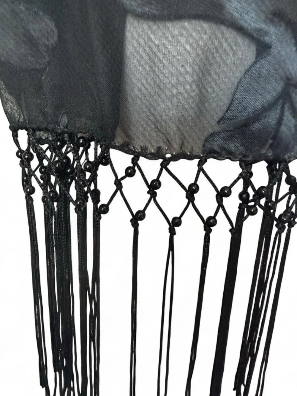 Black Beaded Shawl Scarf